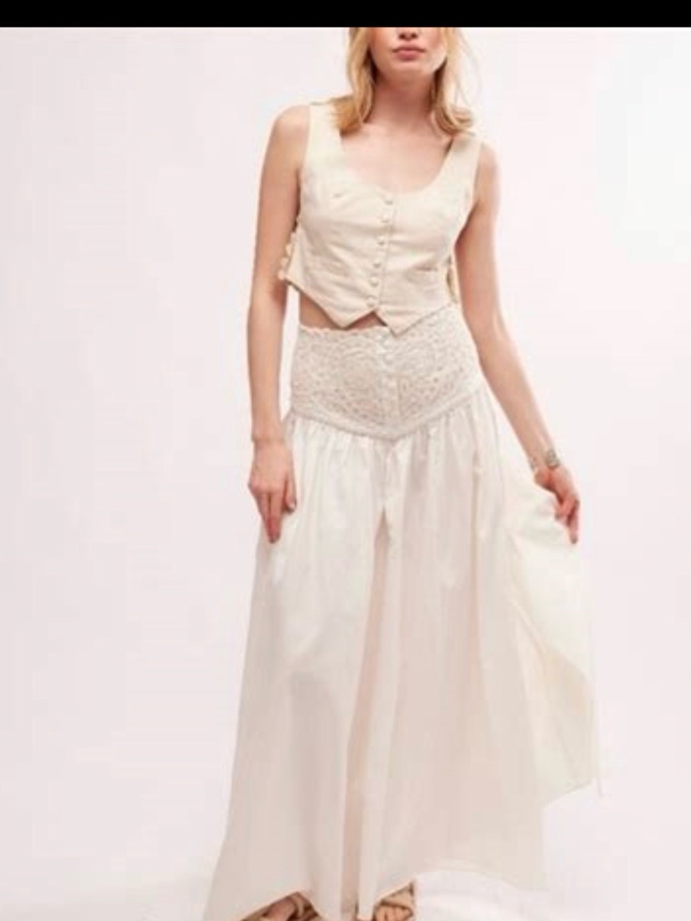 Free People Bella Battenburg Maxi Skirt Sz 4 NWT